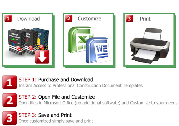 Professional Construction Templates in 3 Easy Steps! Download, Customize and Print using Excel, Word or PDF